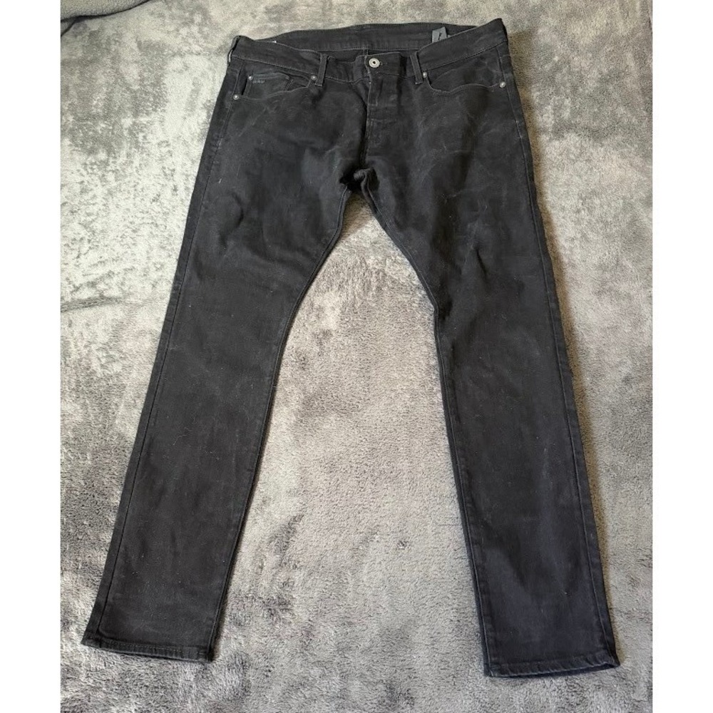 G-Star Raw 3301 Skinny Jeans Mens 40x30 Black Denim Pants 51000-C621-4970